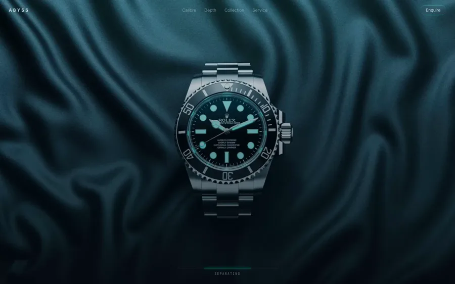 Abyss — Depth Horology landing page