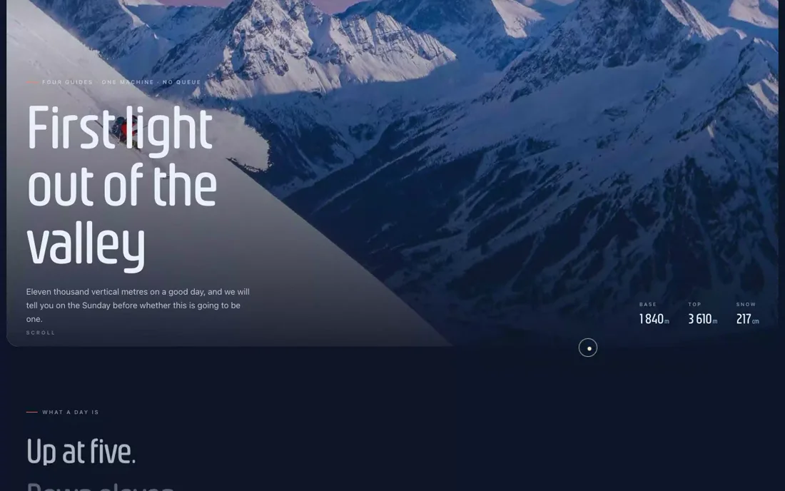 Alpenglow — Heli-Skiing landing page