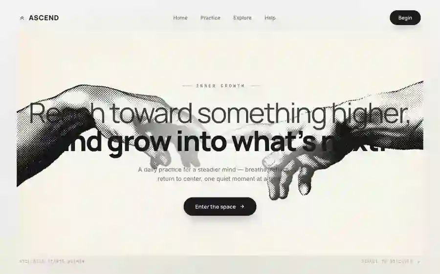 Ascend — Mindfulness hero section