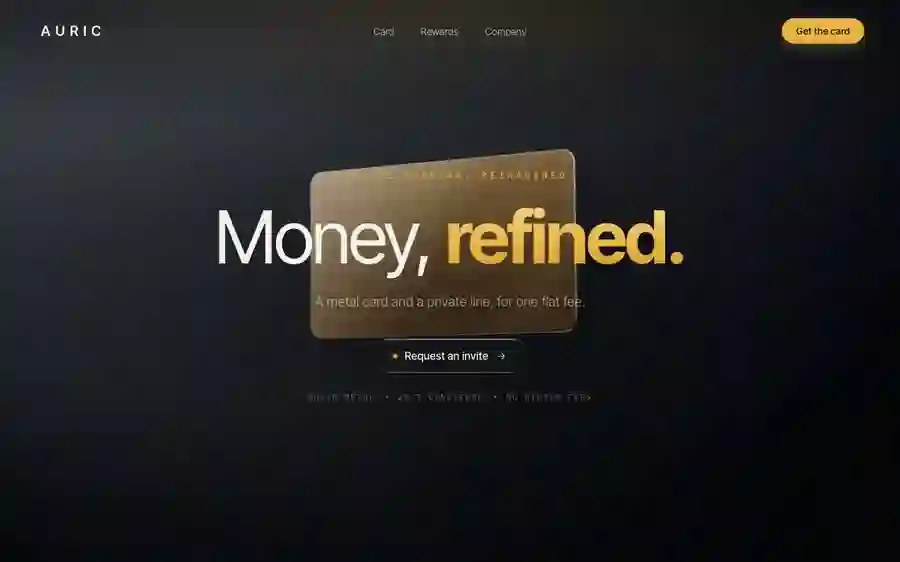 Auric — Fintech hero section