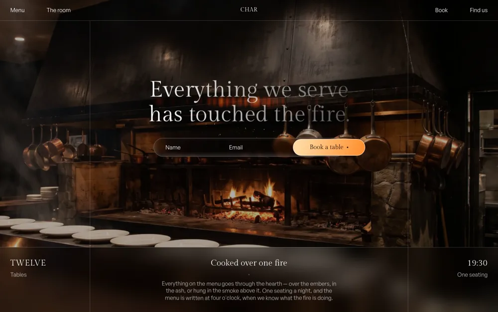 Char — Restaurant landing page