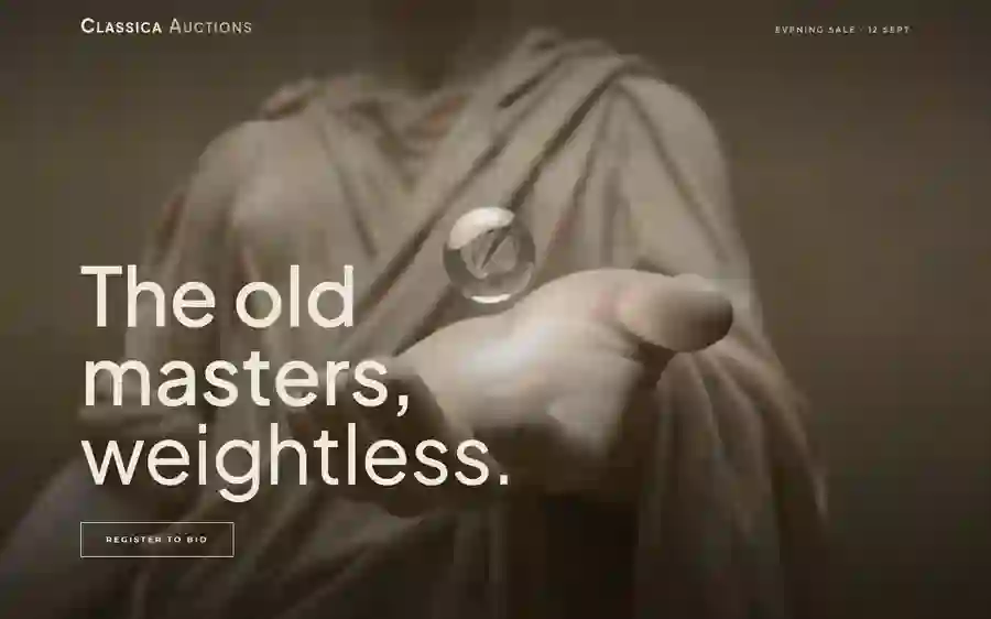 Classica — Auction House hero section