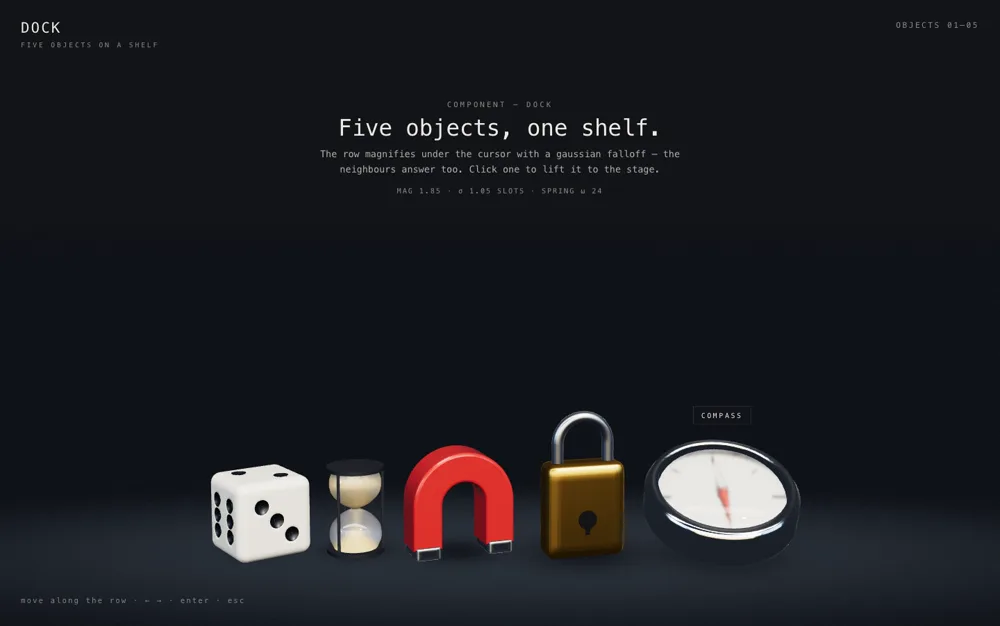 Dock — Hover Physics 3d section