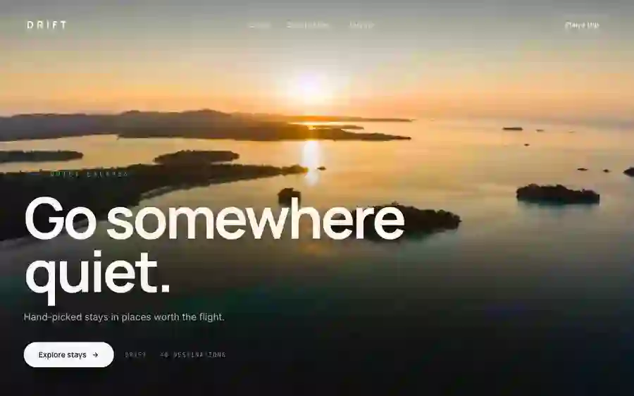 Drift — Travel hero section