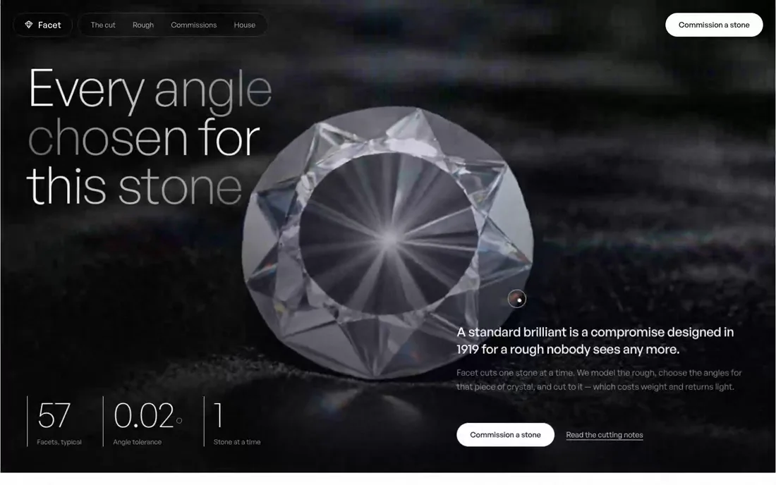 Facet — Diamond Cutting landing page