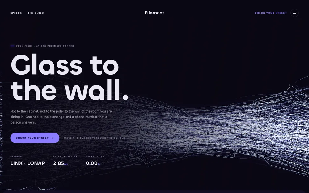 Filament — Fibre Network landing page