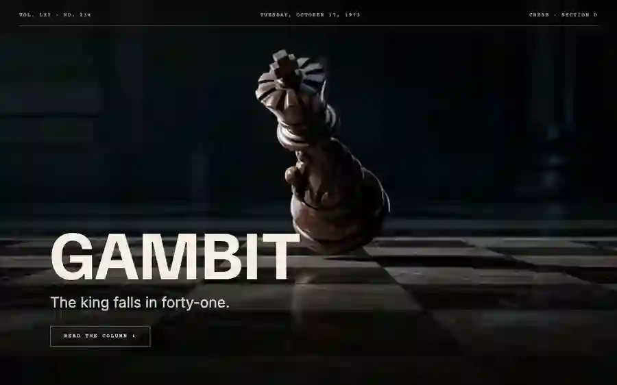 Gambit — Editorial hero section
