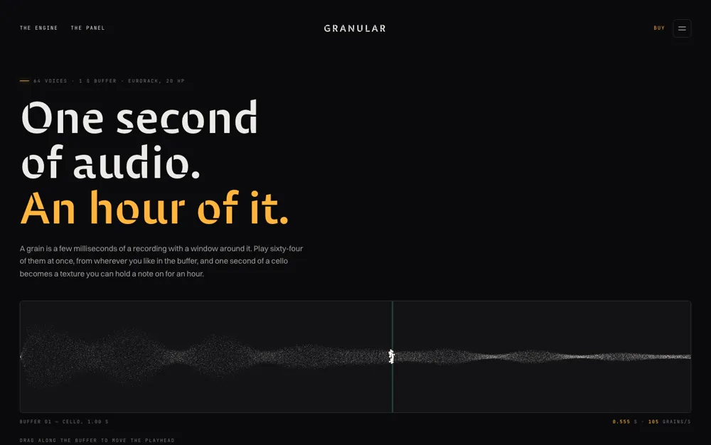 Granular — Audio Instrument landing page