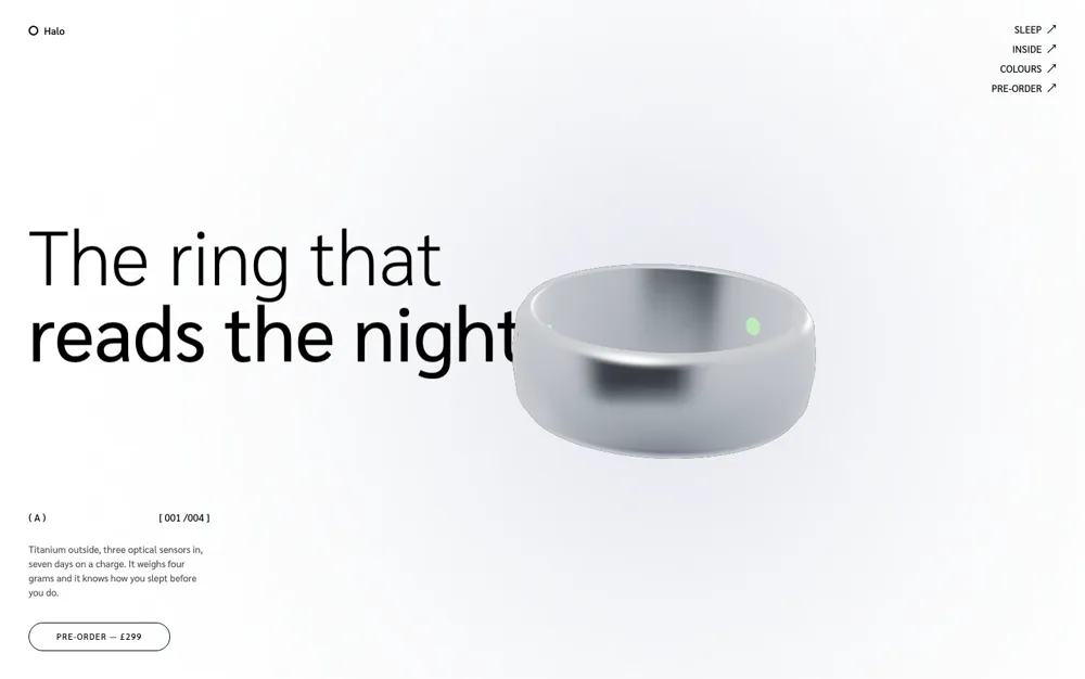 Halo — Smart Ring landing page