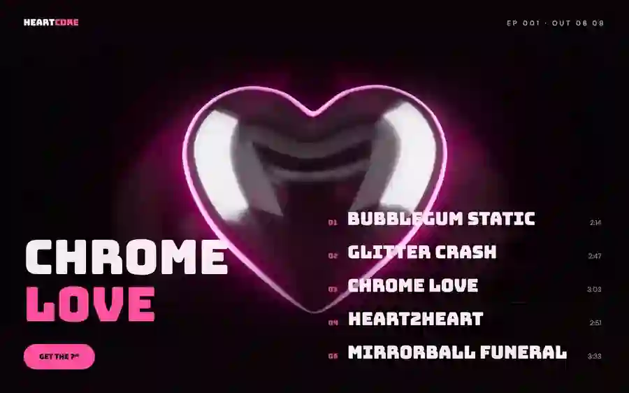 Heartcore — Music Drop hero section