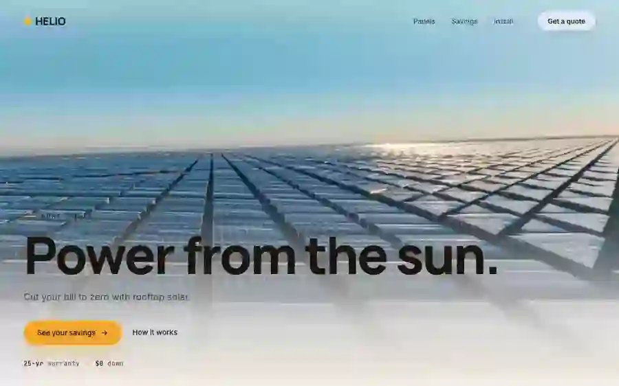 Helio — Solar Energy hero section