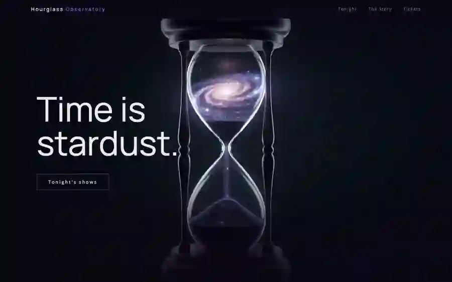 Hourglass — Planetarium hero section