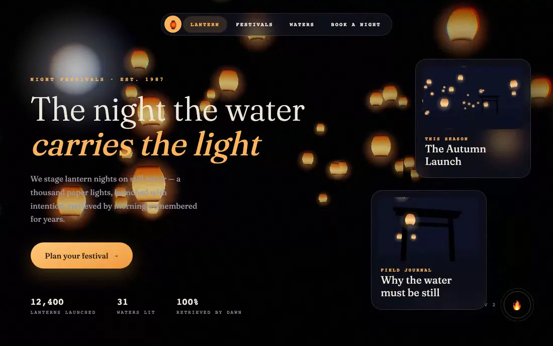 Lantern — Night Festival hero section