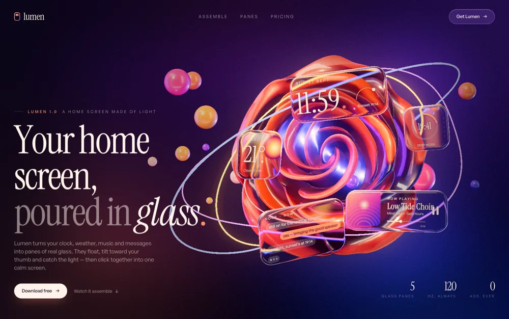 Lumen — Phone App landing page