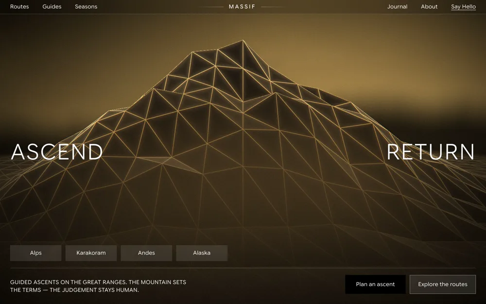 Massif — Mountain Guiding landing page