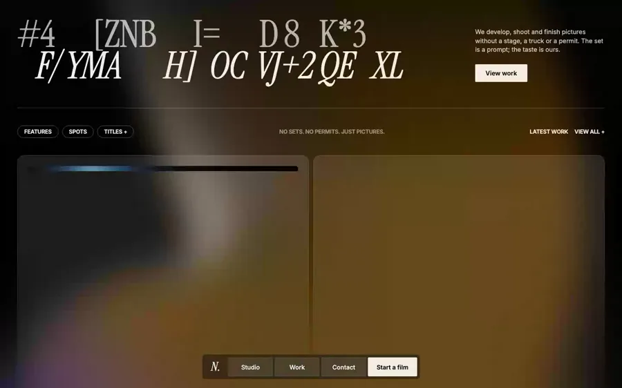 Nitrate — Machine Cinema landing page