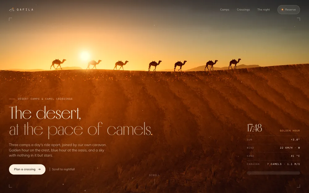 Qafila — Desert Camps landing page