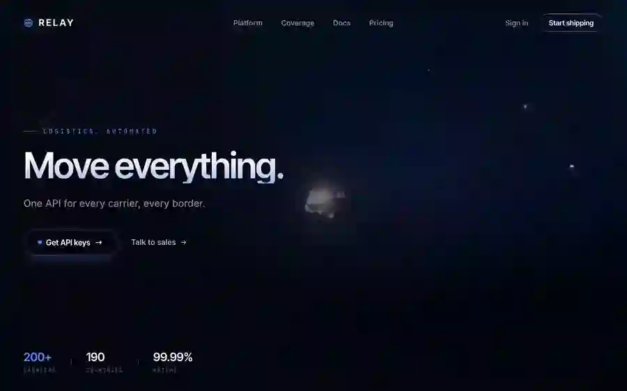 Relay — Logistics hero section