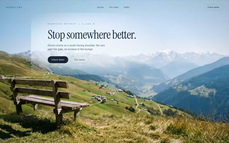Ridgeline — Mountain Retreat landing page