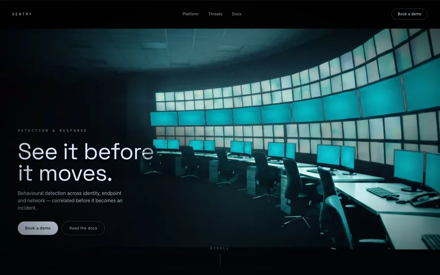 Sentry — Cybersecurity landing page
