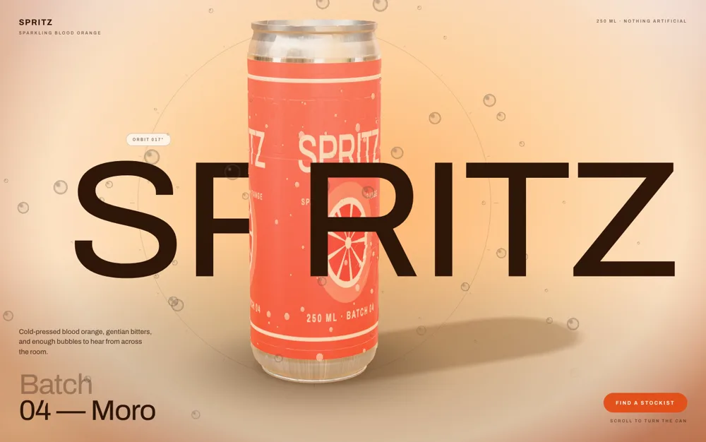 Spritz — Craft Soda landing page