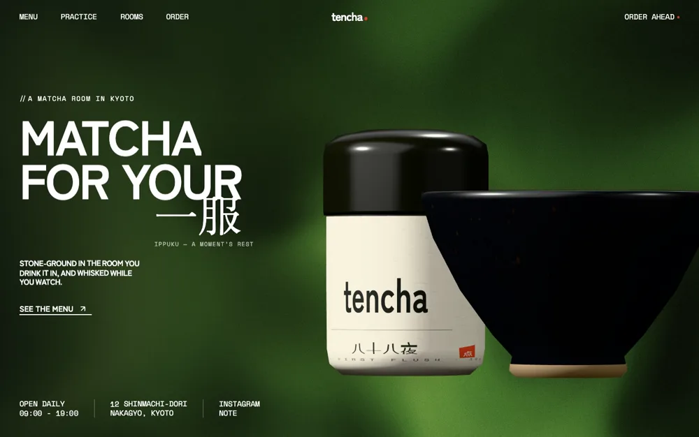 Tencha — Matcha Room landing page