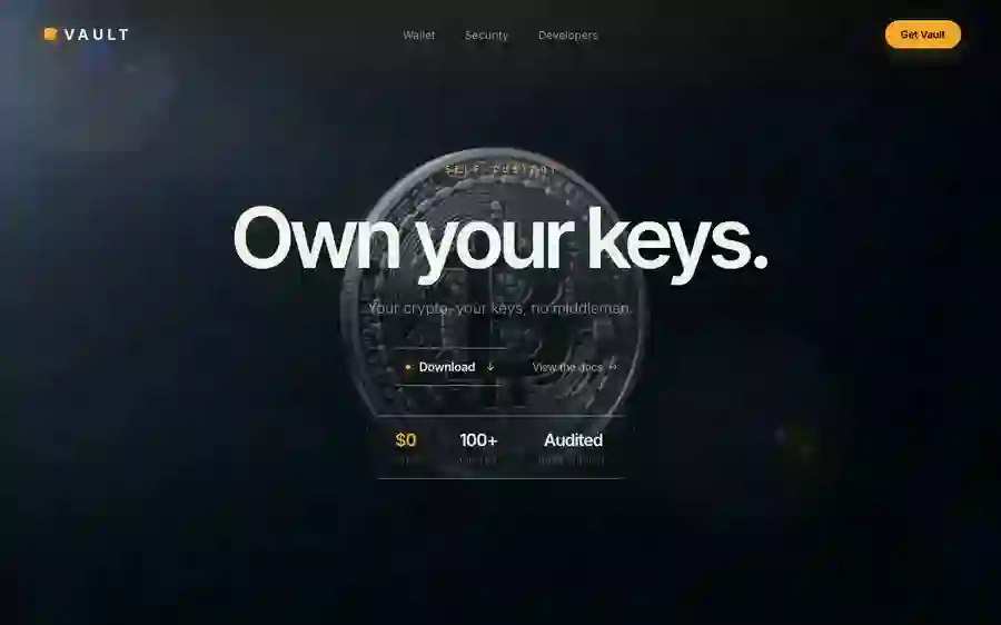 Vault — Crypto hero section