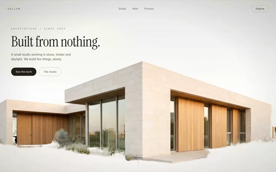 Vellum — Architecture Studio landing page
