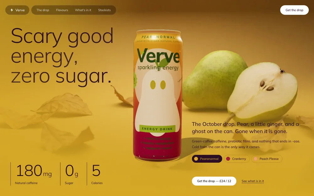 Verve — Sparkling Energy landing page