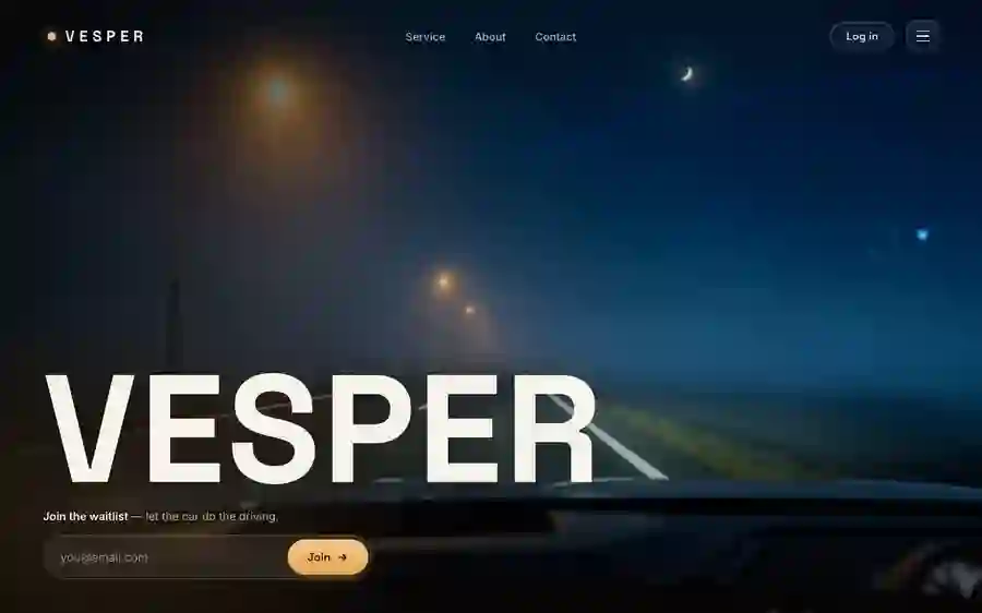Vesper — Automotive AI hero section