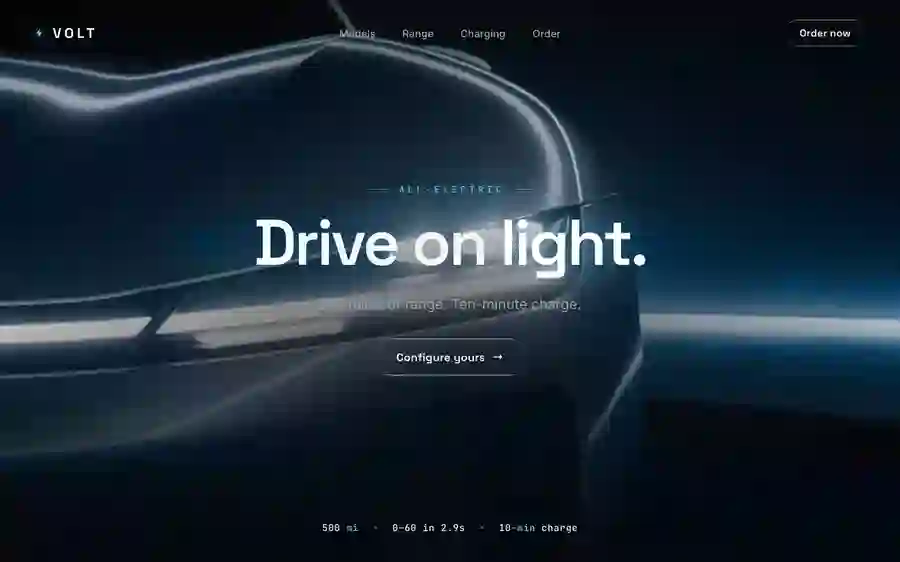 Volt — Electric Vehicle hero section