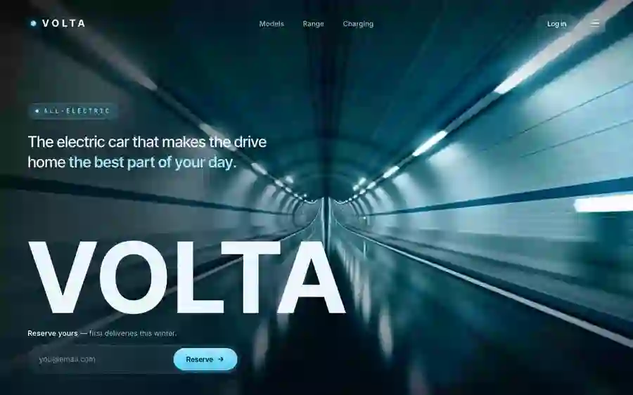 Volta — Electric Vehicle hero section